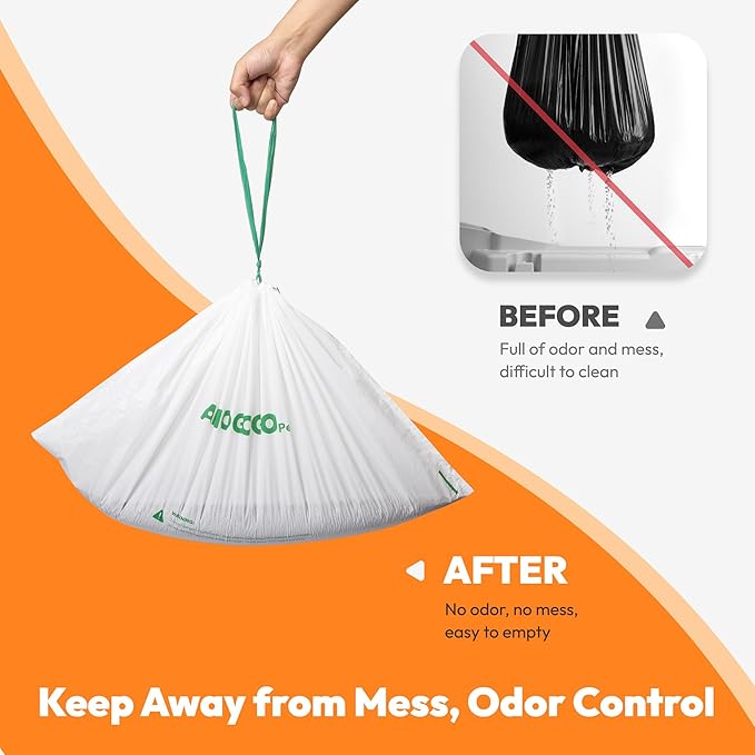 50 Pcs Litter Box Liner Bags, Compatible with Meowant MW-SC01, SC02, SC09 and MW-LR01, Automatic Litter Box Heavy Duty Replacement Waste Bags, Leak-proof Trash Bags, 18.5" x 12.6"