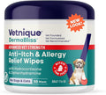 Vetnique Dermabliss 3-in-1 Medicated Dog Wipes - Relief for Itchy Skin, Allergies & Odor Control, Gentle No-Sting Formula, Antihistamine & Hydrocortisone Paw Wipes for Dogs & Cats 50 Count