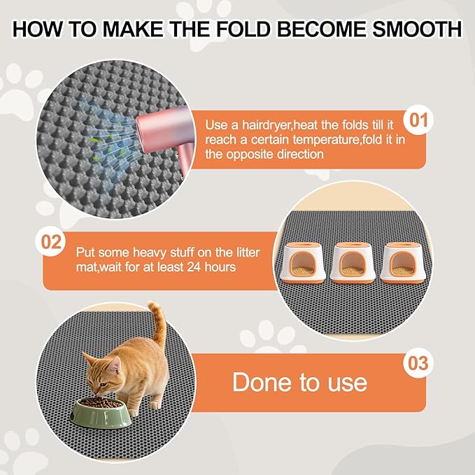 XL Extra Large Cat Litter Box Trapping Mat Honeycomb Tracking Catcher for Indoor Floor, Washable Waterproof Kitty Litter Tray Pads, Keep Your Home Easy Clean, Non Slip and Deodorizing 36x30 Inch