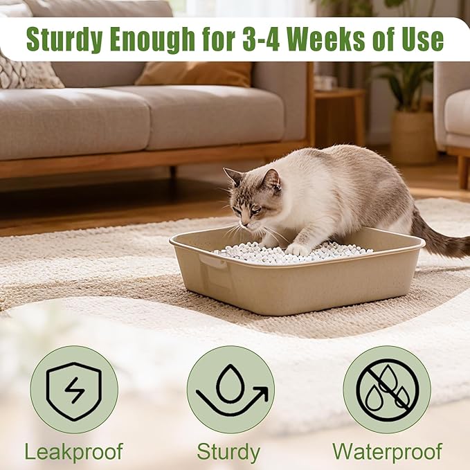 Disposable Litter Boxes for Cats Large: 6-Pack Leak-Proof Sustainable for Indoor/Travel Use Standalone or as Liner (6 Packs)