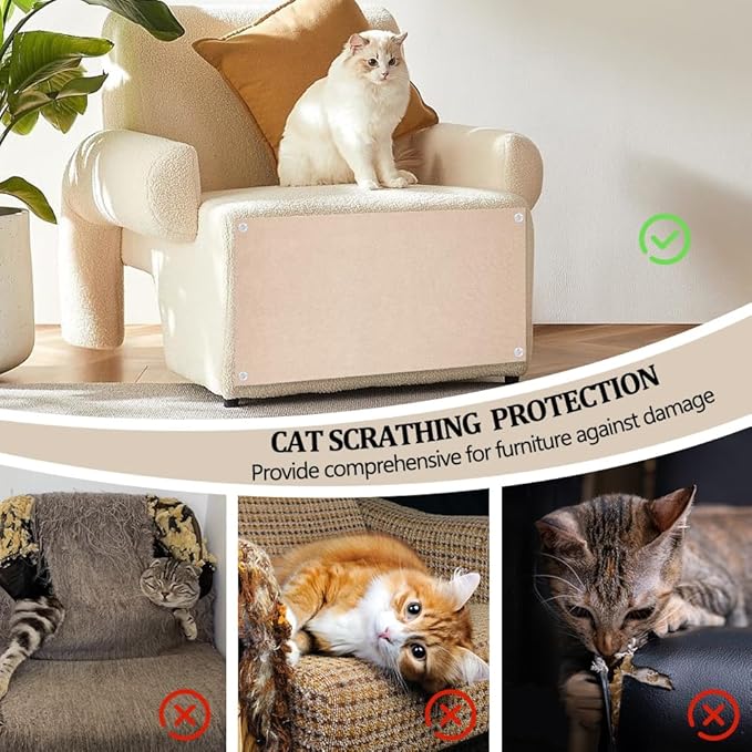 OLYCRAFT Khaki Cat Scratch Couch Furniture Protector 15.7x39.4 Inch Cat Scratch Pad Deterrent Couch Protector from Cats Claws DIY Climbing Cats Scratcher Couchs Protectors for Sofa Post Towers Replace