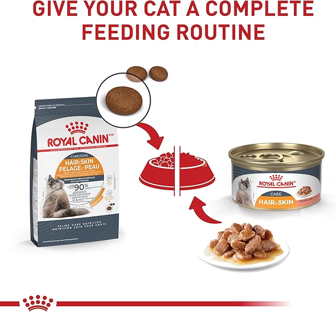 Royal Canin Feline Care Nutrition Hair & Skin Care Adult Thin Slices in Gravy Cat Food, 3 oz (Pack of 12)