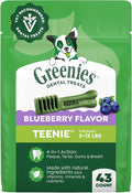 Greenies Dog Treats Veterinarian-Recommended Natural Dental Treats for Dogs, Teenie Size, Blueberry Flavor, 12 oz. Packs, 43 Count