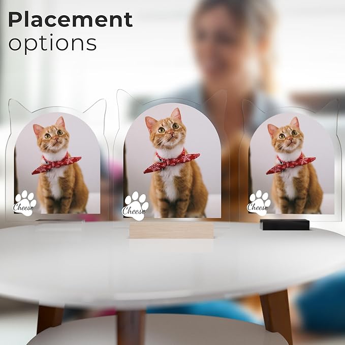 EGD Customized Gifts for Cat Memorial Gifts | Personalized Picture Frame for Cat Lover Gift with Name & Picture | Pet Loss Sympathy Gift with Custom Photo Gifts | Pet Portrait Display (A. Cat)