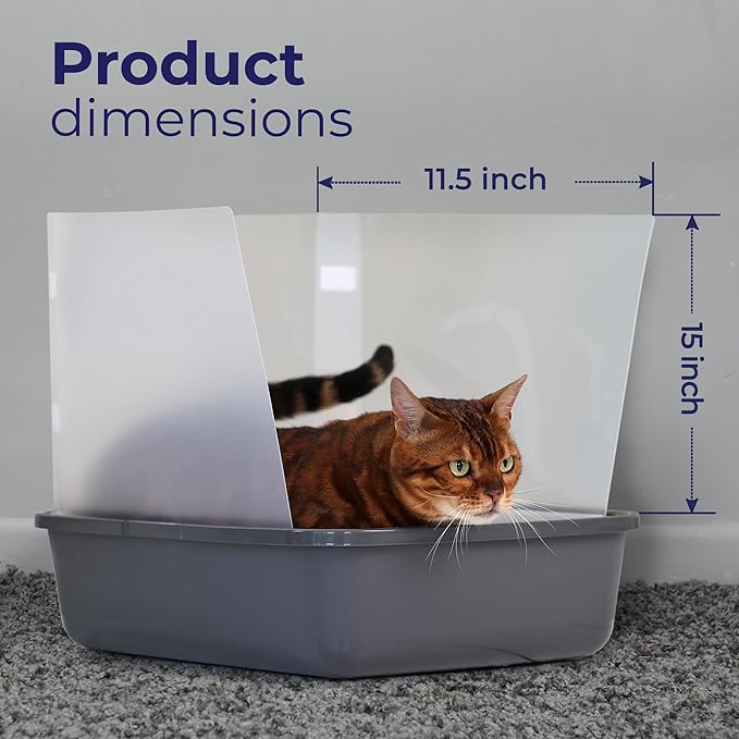Cat Litter Box Pee Shields (4 Pcs) | Litter Box Cover 15 * 11.5in | Cat Pee Shields & Privacy Screen - Splash Guard for Open Top Litter Pan - Litter Box Not Included