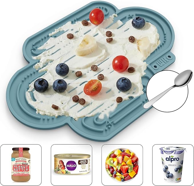 OHMO Lick Mat for Dogs and Cats Large(2 Pack) Cactus Design Easy to Clean Pet Slow Feeder with Suction Cups, for Anxiety Relief and Boredom Reduction