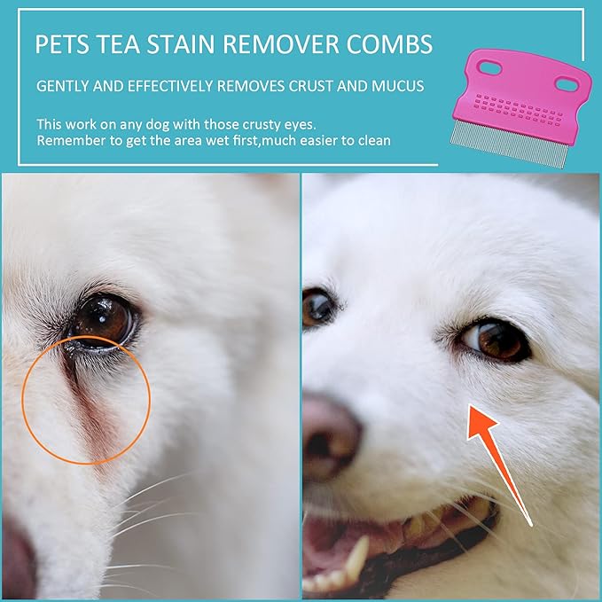 6 Pieces Pet Flea Lice Combs Dog Grooming Flea Cat Tear Stain Comb for Removal Dandruff, Hair Stain, Nit(White, Yellow, Green, Purple, Orange, Dark Blue)