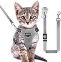Cat Harness and Leash Set for Walking Escape Proof, Adjustable Soft Kittens Vest with Reflective Strip for Cats, Comfortable Outdoor Vest, Cat Car Leash, Grey, XS