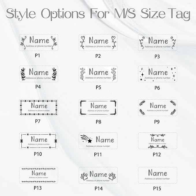 Anavia Slide On Silent Pet ID Tags Cat Dog Name Tags, Fun Wild Flower Design Silicone Band Personalized Engraved Stainless Steel Tag, Customized Chew-Proof Quiet Dog Collar Tags (Medium, Black)