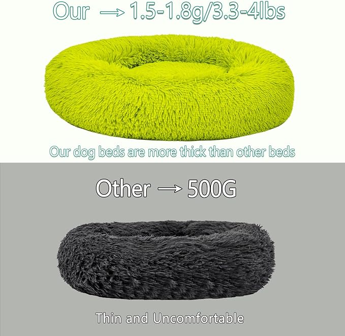 Calming Dog Bed for Medium Dogs Cats, Puppy 31'' Round Anti-Anxiety Warm Fluffy Plush Faux Fur Bed, Soft Anti-Slip Donut Washable, Cozy Medium Puppy Bed, Fits up to 50 lbs Pets