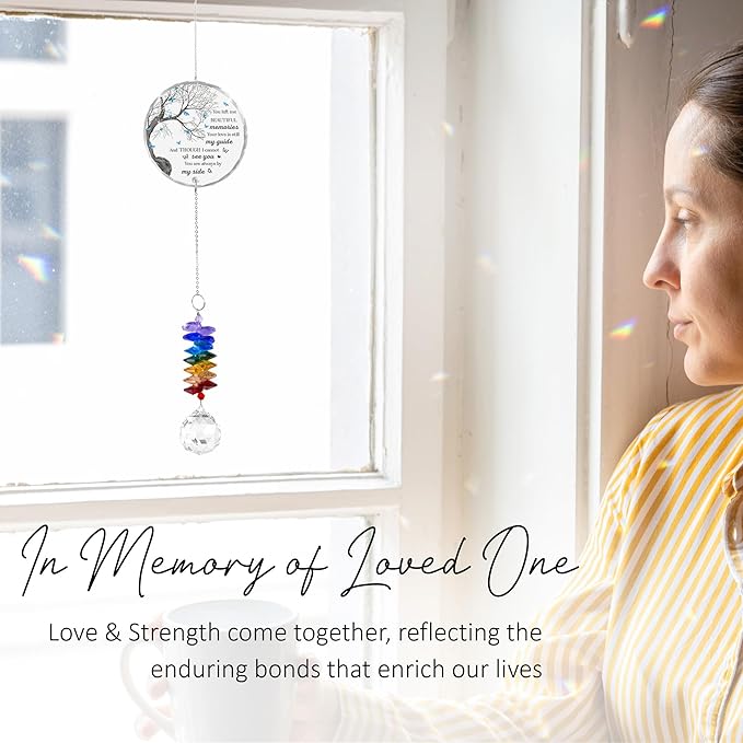 Memorial Suncatcher Ornament Sympathy Gift for Loss of Loved One - Crystal Rainbow Maker - Bereavement Keepsake - Hanging Crystal Decor - Loss of Family Friend Pet