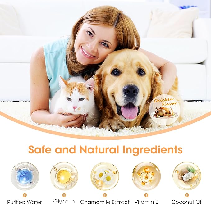 Dental Care Finger Wipes for Dogs & Cats, Reduces Plaque & Tartar Freshens Breath, Pre-Soaked Pet Teeth Wipes, Easy to Use Disposable Oral Cleaning Pads, Peanut Flavor