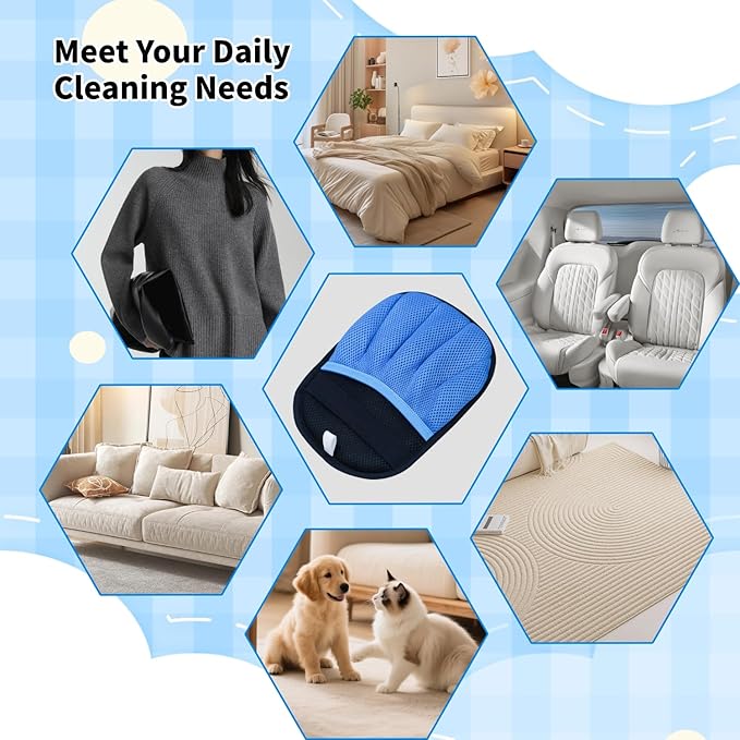Pet Hair Removal Glove for Cats & Dogs, Reusable Magic Brush for Pet Hair, Upgraded Five-Finger Electrostatic Pet Hair Removal Tool for Laundry, Couch, Carpet, Car Seat