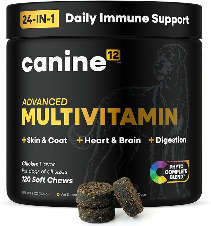 Dog Multivitamin - 24-in-1 Chewable Supplement with Vitamins A, B, C, D, E and Dog Probiotics – Premium Dog Vitamin Chews w/Human-Grade & Natural Ingredients, 120 Count