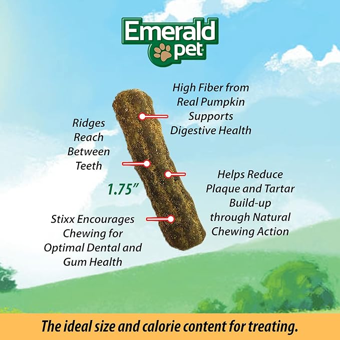 Emerald Pet Grain-Free Tuna Cat Dental Treats – Crunchy Dental Sticks for Cats to Clean Teeth, Reduce Plaque & Tartar, Freshen Breath – Pumpkin for Digestive Health, Natural Cat Chews, 3.6 oz