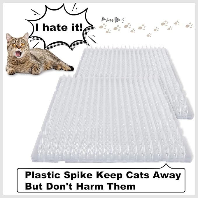 Nuanchu 20 Pcs Cat Repellent Outdoor Indoor Mat, 16 x 13 Inch Clear Plastic Spiked Cat Deterrent Mat for Furniture, Plants, Couch Protectors