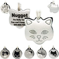 Stainless Steel Cat ID Tags - Engraved Personalized Cat Tags Includes up to 4 Lines of Text with Cat Shape