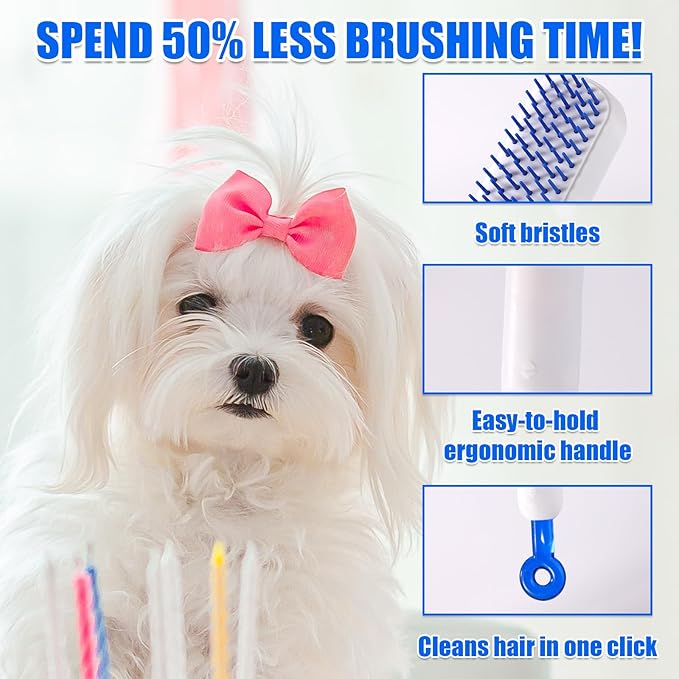 Stretchable Puppy Brush, Small Soft Dog Brush Yorkie Massaging Hair Comb Puppy Hair Grooming Tool for Shin Tzu Maltipoo Kitty Small Rabbit (White)