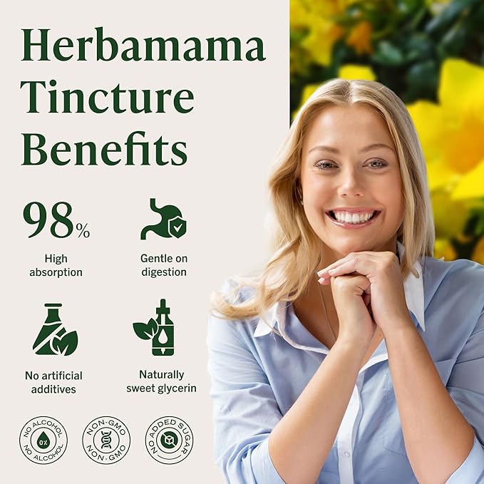 HERBAMAMA Cat's Claw Tincture - Vegan Cat's Claw Extract Supplement for Immune Support - Non-GMO, Alcohol & Sugar-Free Uncaria Tomentosa Drops