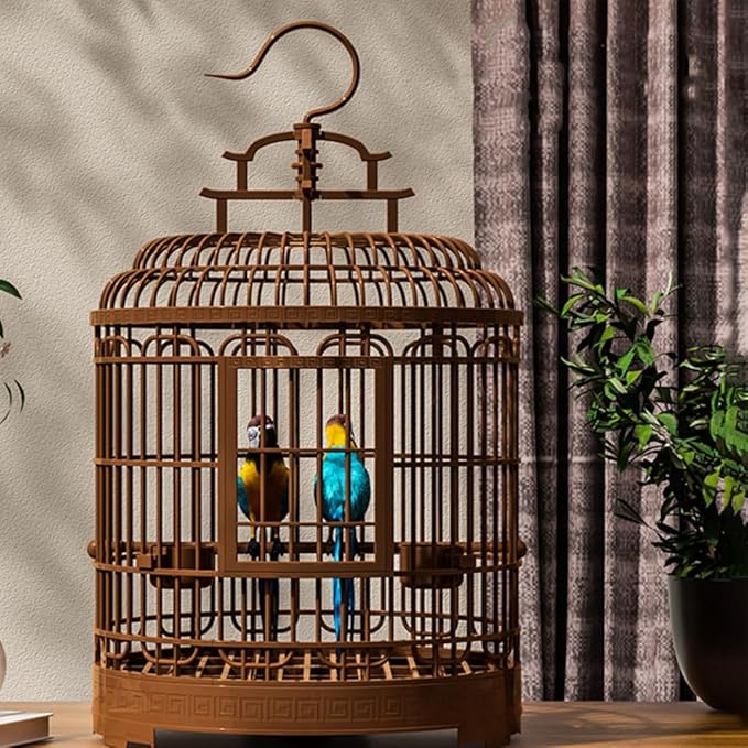 Milisten Large Portable Bird Cage Villa for Parrots and Budgies Retro Plastic Travel Carrier Detachable Base Suitable for Home and Outdoor Use