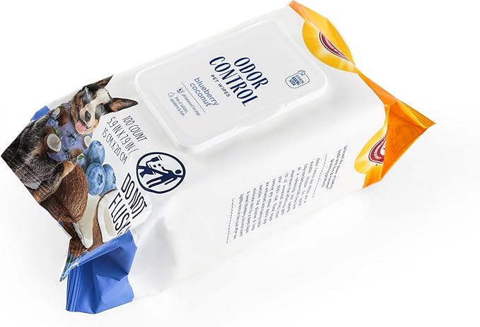 Arm & Hammer for Pets Odor Control Wipes for Dogs, Best Odor Eliminating Waterless Cleaning for Dogs & Puppies | Blueberry Coconut Scent, 100ct (Pack of 2)