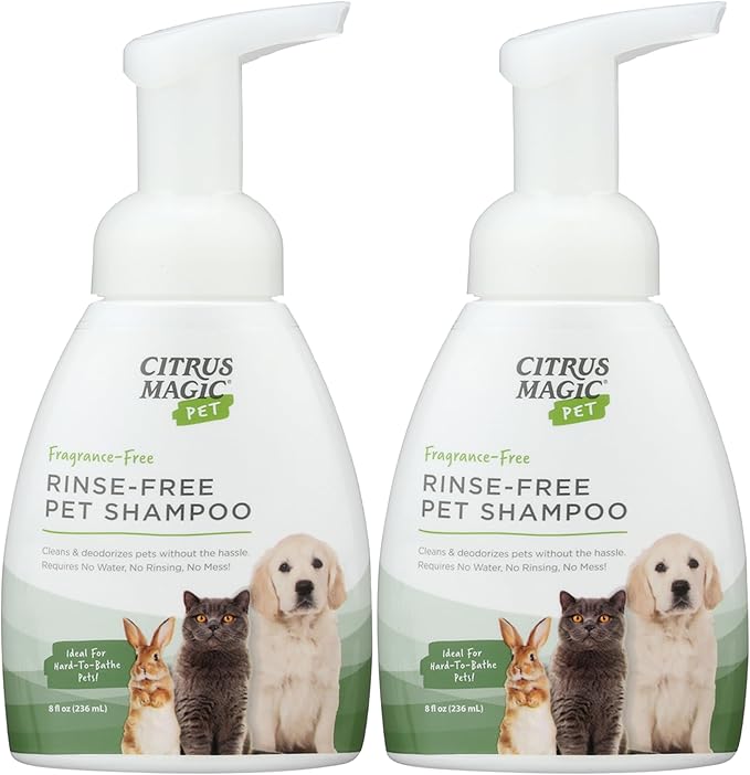 Citrus Magic Pet Rinse-Free Pet Shampoo, 8-Fluid Ounce, Pack of 2