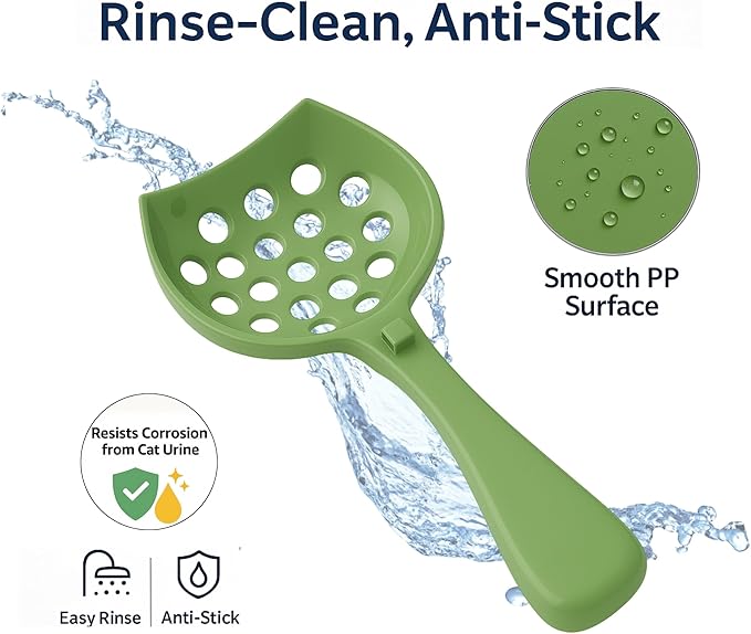 Small cat Litter Scooper with Holder: Perfect for Small Spaces. cat Litter Scooper with Holder: Easy to Store Anywhere. cat Scooper for Litter Box - Pellet Litter Scoop (Green)