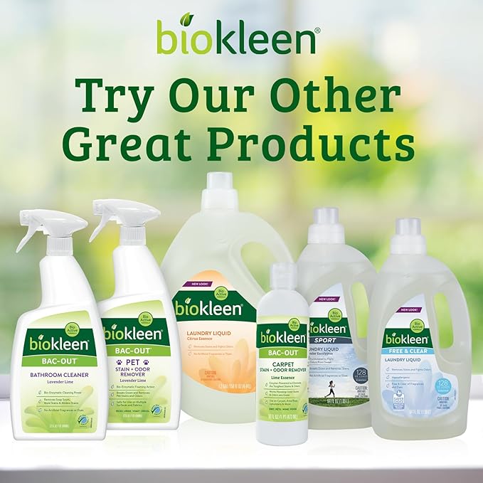 Biokleen Bac-Out Stain Remover for Clothes & Carpet - 128 Ounce - Enzyme, Destroys Stains & Odors Safely, for Pet Stains, Laundry, Diapers, Wine, Carpets - Eco-Friendly, Plant-Based