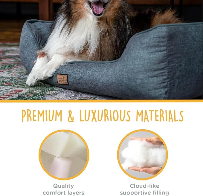 Dog Bed for Large Medium Dogs 31.5 Inch, Washable Plush Pet Sofa for Dogs & Cats, Soft Rectangle Cat Bed with Non-Slip Base