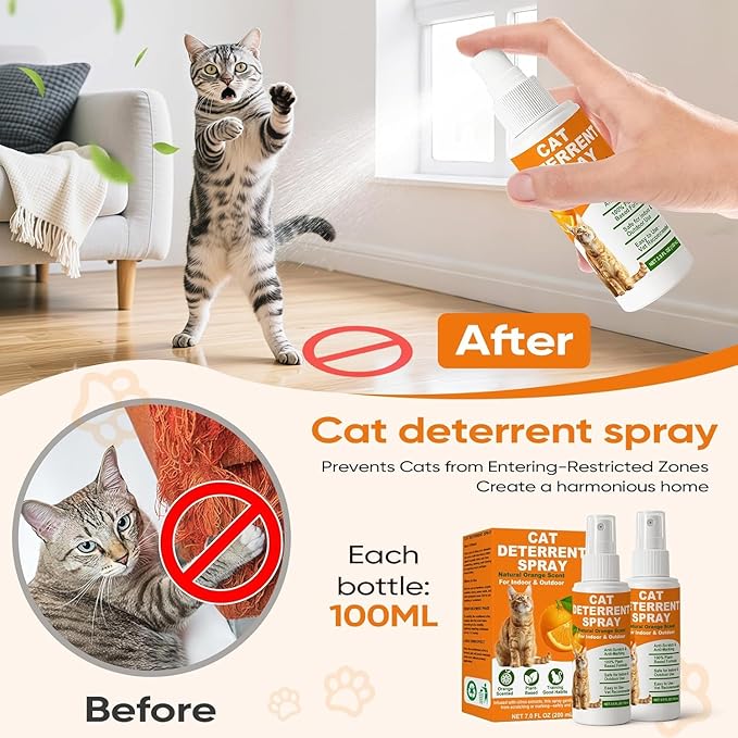 Cat Deterrent Spray, Citrus Spray for Cats, Anti-Scratch & Anti-Marking for Furniture, Sofas & Carpet, Indoor & Outdoor Furniture Protection 7.0 OZ