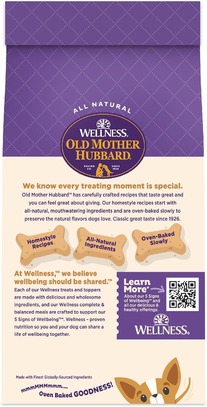 Wellness Old Mother Hubbard Classic P-Nuttier Dog Biscuits, Natural Training Treats, Peanut Butter Flavor, Mini Size, 5 oz Bag