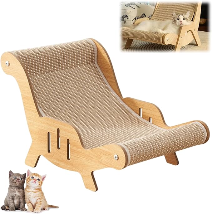 Cat Recliner Scraper Board, 2026 New 2 in 1 Cats Scratcher Bed Scratch Resistant & Low Lint, Wooden Cats Sofa Bed with Replaceable Cat Scratching Suitable for Cats (C)