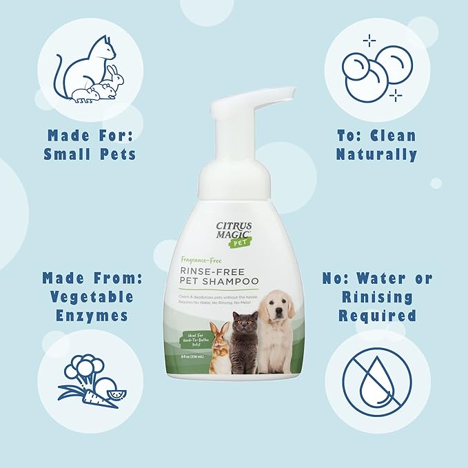 Citrus Magic Pet Rinse-Free Pet Shampoo, 8-Fluid Ounce, Pack of 2