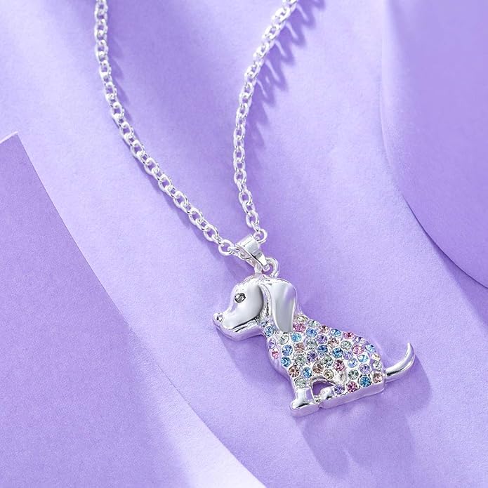 Girls Cat Birthstone Necklace Gifts for Women,Kitty Cats Dog Pendant Necklaces Jewelry for Cat Lovers