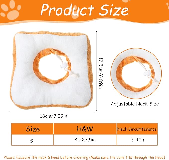 Adjustable Cat Cone Soft Cat Recovery Collar Kitten Cones After Surgery Neutering Toast Pet Neck Strap to Stop Licking Lightweight Comfortable Elizabethan Collar for Puppies Kitten Adult Cats