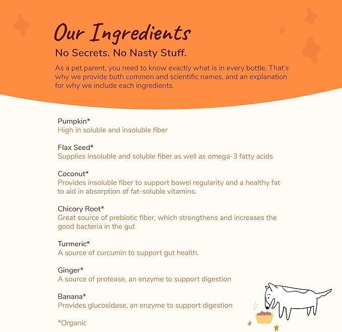 kin+kind Probiotics for Dogs - Digestive Health Support with Prebiotics & Fiber Powder - Cat and Dog Vitamins and Supplements for Gut Health, Healthy Poops & Immune Support - Made in USA - 8 oz