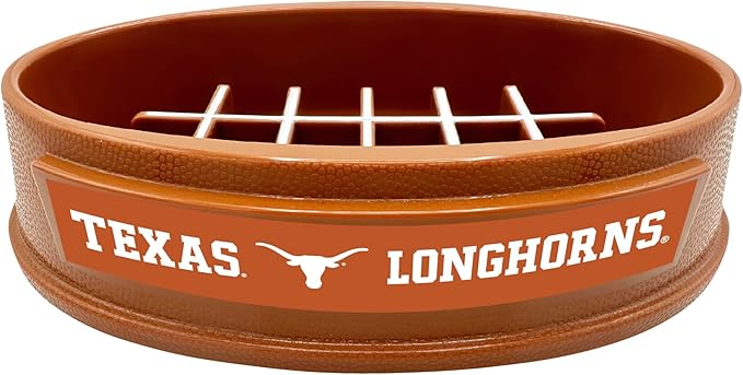 NCAA Super-Bowl - Texas Longhorns Slow Feeder Dog Bowl. Football Design Slow Feeding Cat Bowl for Healthy Digestion. Non-Slip Pet Bowl for Large & Small Dogs & Cats