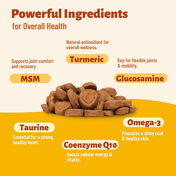 330 Bites Vitamins Supplements and Taurine for Dogs - Multivitamin for Dog Chewables with Glucosamine,Omega 3,MSM - Support Hip & Joint,Skin and Coat,Immunity,Digestive Health