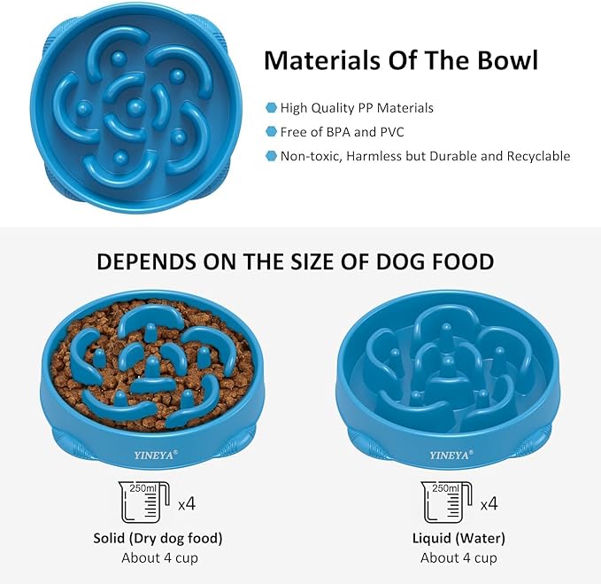 4 Cups Slow Feeder Dog Bowls Large Breed, Anti-Choking Pet Supplies, Maze Dog Food Bowl, Puzzle Feeder That Slow Down Eating