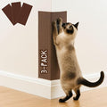 Cat Scratch Mat (3 Pack), 23.6’’ x 11.8’’ Cat Wall Corner Scratcher, Versatile Self-Adhesive Replacement Easy Use for Cat Trees Wall Furniture, Scratching Posts, and Couch Protection (Brown)