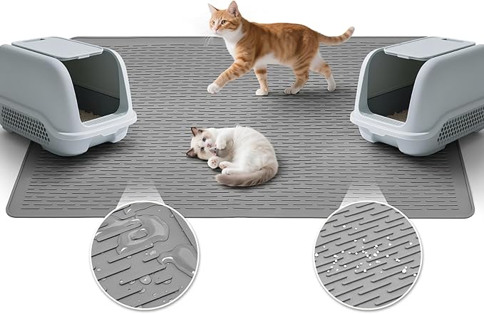 Cat Litter Mat,Waterproof Soft Litter Mat,39x27in Large Rubber Litter Box Mat,Washable Cat Litter Mat Litter Trapping Mat Easy to Clean,Indoor Floor Xl Kitty Litter Mat