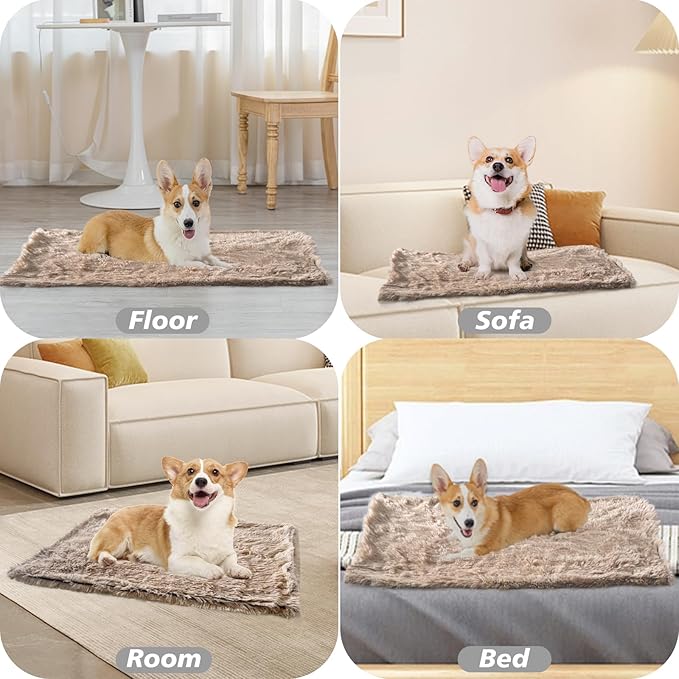 PJYuCien Fluffy Fleece Calming Pet Throw Blanket, Super Soft and Warm for Indoor Cats and Dogs, Medium 24" * 32", Machine Washable, Puppy Bed (Brown)