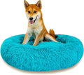 Calming Dog Bed for Medium Dogs Cats, Puppy 31'' Round Anti-Anxiety Warm Fluffy Plush Faux Fur Bed, Soft Anti-Slip Donut Washable, Cozy Medium Puppy Bed, Fits up to 50 lbs Pets