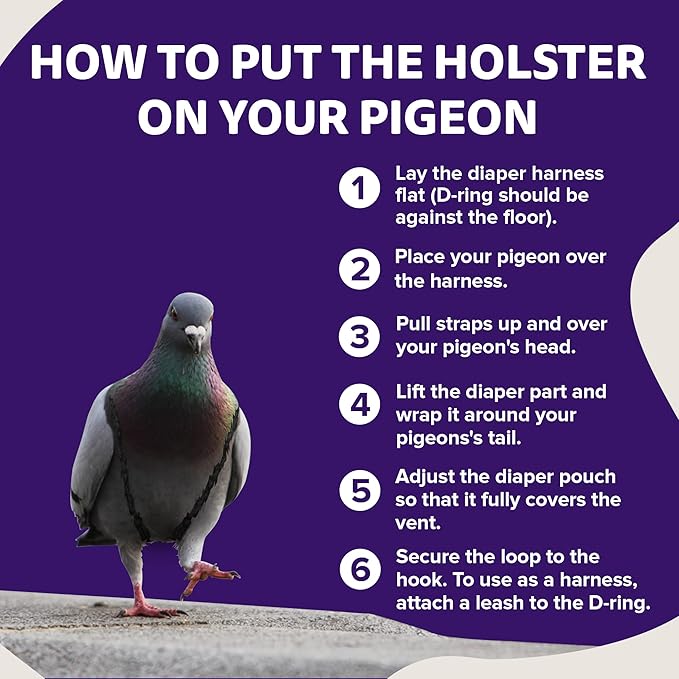 Hen Holster Starter Kit - Wrap-Around Duck Diaper w/Removable Liner & Fixed Tab - Durable, Secure Fit, Easy-to-Wear - Essential Duck Supplies for Real Ducks, Made in USA - Purple, XS