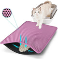 Cat Litter Mat, Kitty Litter Collector, Double Layered Honeycomb Design Waterproof, Anti Urine, Anti Slip, Easy to Clean, Limit Garbage (23"x14.5", Pink)