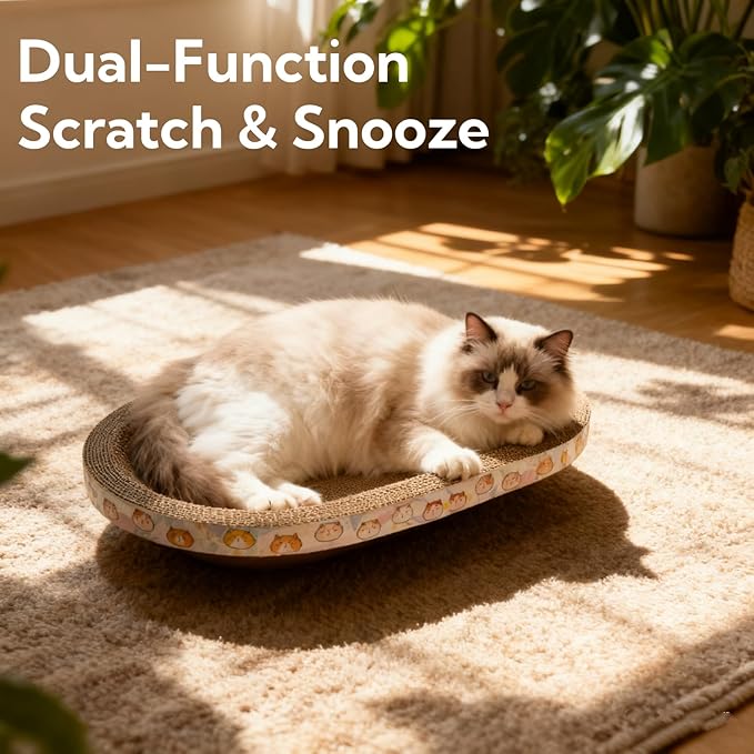 3 Pack Large Cat Scratcher Cardboard, Oval Cat Scratcher Bed Cat Scratch Pad Board Lounge Couch for Indoor Cats Bowl Shaped Cat Scratching Post Nest for Cats Grinding Claw Furniture Protector