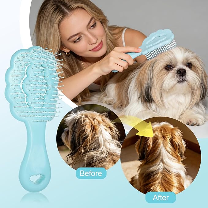 Cloud Shape Small Dog Grooming Brush - Perfect for Shih Tzus, Yorkies, and Maltipoos - Ideal Puppy Hair Brushes for Maltese and Small Breeds (Sky Blue）