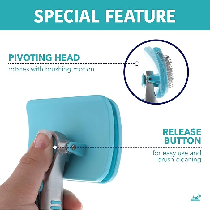 Ergonomic Pivoting Slicker Brush for Medium Dogs - Self Cleaning and Shedding Control for Loose Hair and Mats (Pack of 2)