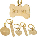 Solid Brass Personalized Dog Tags, Deep Engraved Pet ID Tag for Dogs and Cats, Heavy Duty Extra Thick Custom Name & Phone Number, Never Wear Off, Gift for Pets, 2 Polishing Pads Included (Bone)