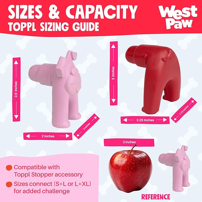 WEST PAW Toppl Stopper Durable Freezer Insert Accessory for Dog Treat Toy- Secure Leak Proof Design for Mess Free Prep of Frozen Fillings and Easy Clean Up - Ruby/Bubblegum